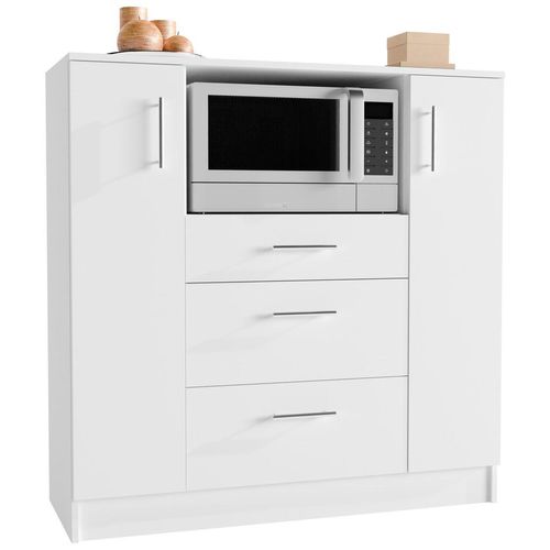 Mid.you Buffet , Weiß , Metall , 3 Schubladen , 109x110x40 cm , Küchen, Küchenmöbel, Buffetschränke