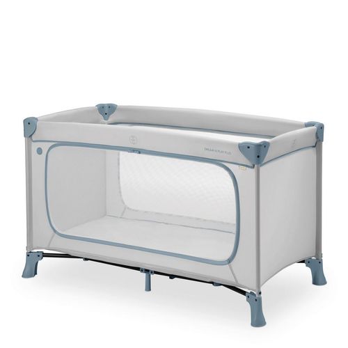 Hauck Reisebett Dream N Play Plus , Greige, Pastellblau , Metall, Kunststoff, Textil , 65x76x125 cm , zusammenklappbar, Ausstieg , Babymöbel,