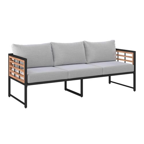 Ambia Garden Loungesofa , Natur, Schwarz , Holz, Metall, Textil , Akazie , vollmassiv , 185x67.5x63.5 cm , Loungemöbel, Gartensofas
