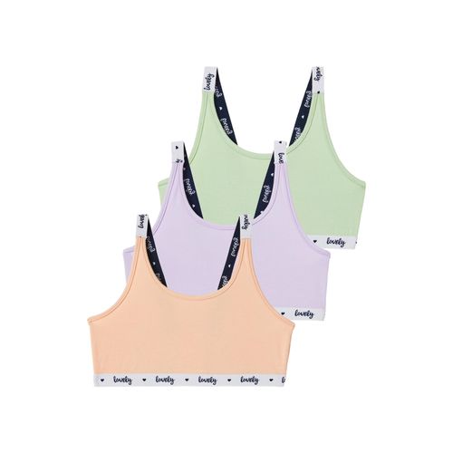 Bustier BUFFALO, Mädchen, Gr. 158/164, N-Gr, bunt (apricot, lila, schilf), Jersey, Obermaterial: 92% Baumwolle, 8% Elasthan, unifarben, Basic, körpernah, BHs, mit bedruckten Trägern