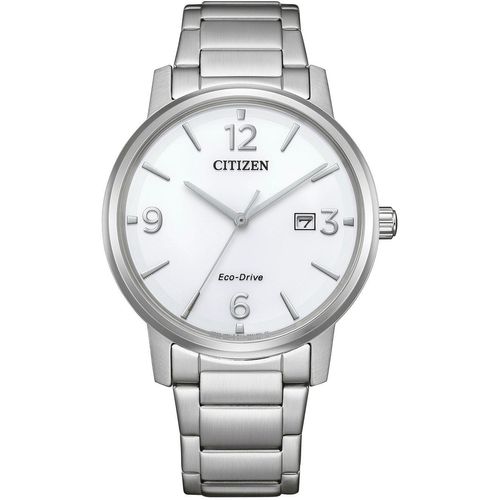 Solaruhr CITIZEN, silberfarben, Armbanduhren, Herren, Armbanduhr, Herrenuhr, Edelstahlarmband, analog, Tag, Kristallglas