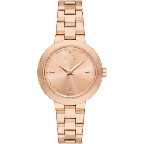 Quarzuhr ARMANI EXCHANGE, roségoldfarben, Armbanduhren, Damen, Armbanduhr, Damenuhr, Edelstahlarmband, analog, Glassteine