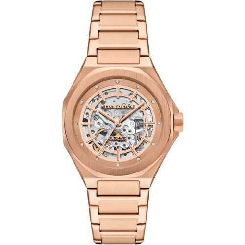 Automatikuhr ARMANI EXCHANGE, roségoldfarben, Armbanduhren, Damen, Armbanduhr, Damenuhr, Mechanische Uhr, Edelstahlarmband, analog