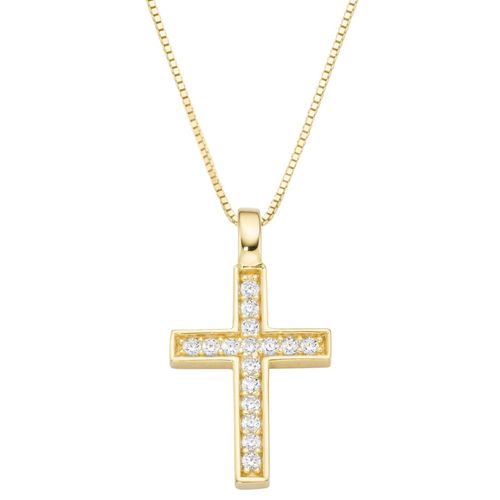 Kreuz-Anhänger LADY, silber (silber vergoldet 925), Schmuckanhänger, Damen, Silber 925 (Sterlingsilber)