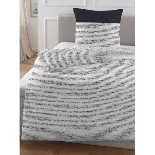Bettwäsche HECHTER PARIS Gr. 1, blau (marine), B/L: 135cm x 200cm, Renforcé, B/L: 80cm x 80cm, Renforcu00e9, 100% Baumwolle, Bettwäsche