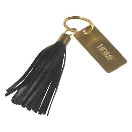 Chic Antique Schlüsselanhänger aus Leder mit Spruch, Happy, schwarz