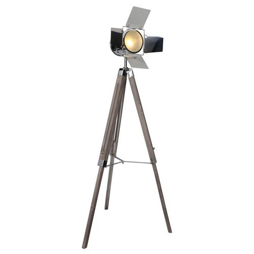 Näve Stehleuchte , Braun, Chrom , Metall , Kiefer , 100-140 cm , höhenverstellbar , Lampen & Leuchten, Innenbeleuchtung, Stehlampen, Stehlampen