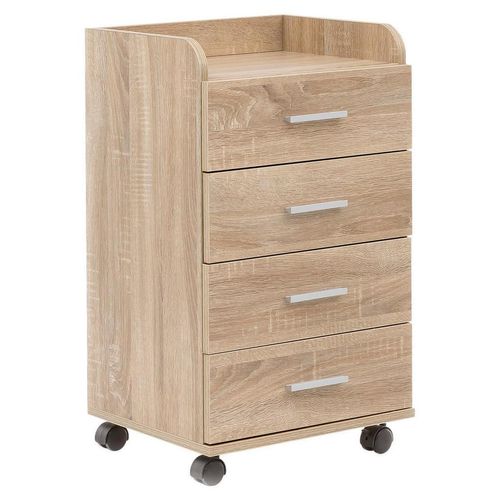 Mid.you Rollcontainer , Eiche , Metall , 4 Schubladen , 40x70.5x33 cm , Arbeitszimmer, Container, Rollcontainer