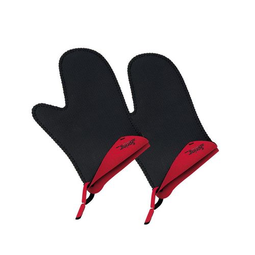 Spring Ofenhandschuh , Rot, Schwarz , Kunststoff , 15x3x23 cm , rutschfest , Kochen, Geschirrtücher & Schürzen, Topflappen & Ofenhandschuhe