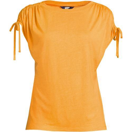 Shirt aus Viskose/Leinenmix mit geraffter Schulter, Damen,  Orange, Leinen/Viskose, by Lands' End