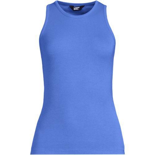 Ärmelloses, geripptes Top, Damen,  Blau, Elasthan/Viskose/Viskose-Mischung, by Lands' End