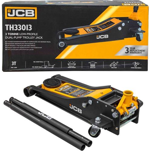 JCB | Hydraulischer Wagenheber, 3 Tonnen, mit Gummiauflage, niedrigprofil, Rangierwagenheber