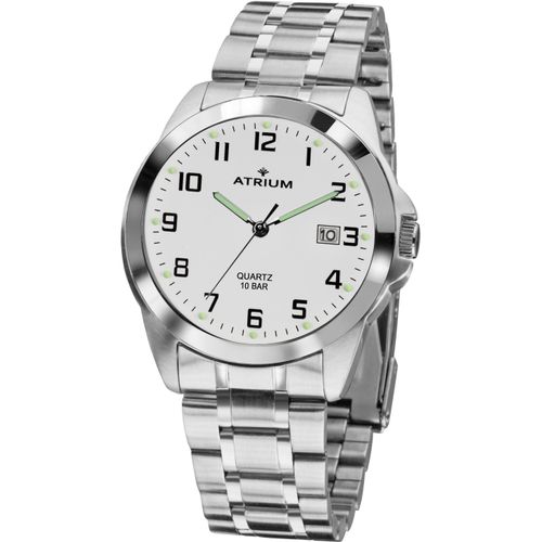 Quarzuhr ATRIUM, silber (silberfarben, weiß), Armbanduhren, Damen, Armbanduhr,Herrenuhr,Damenuhr,Edelstahlarmband, bis 10 bar wasserdicht