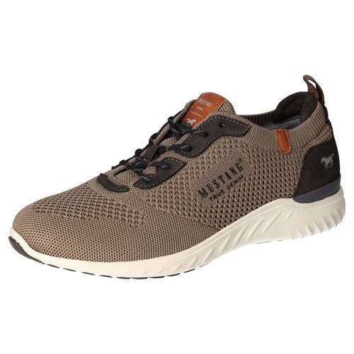 Slip-On Sneaker MUSTANG SHOES, Herren, Gr. 47, taupe, kaffee, Textil, Lederimitat, kontrastfarbene Details, casual, Schuhe, Slipper, Freizeitschuh mit heller Laufsohle