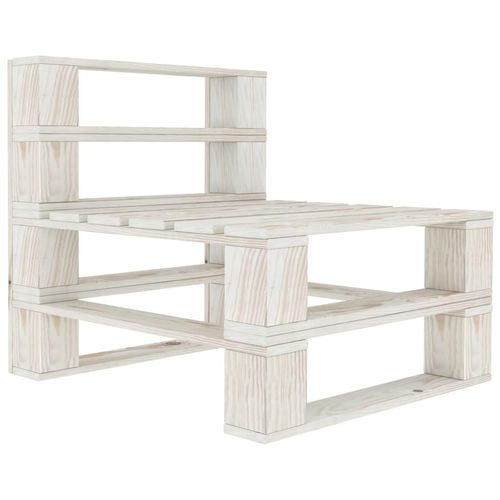 Outdoor-Mittelsofa Paletten Holz | Farbe: Weiß | Modell: Sofa-Mittelstück