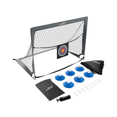 ArtSport Pop-up Fußballtor Goal Master - 2er Set mit Zubehör, 2 Fußballtore Indoor, Garten - Grau