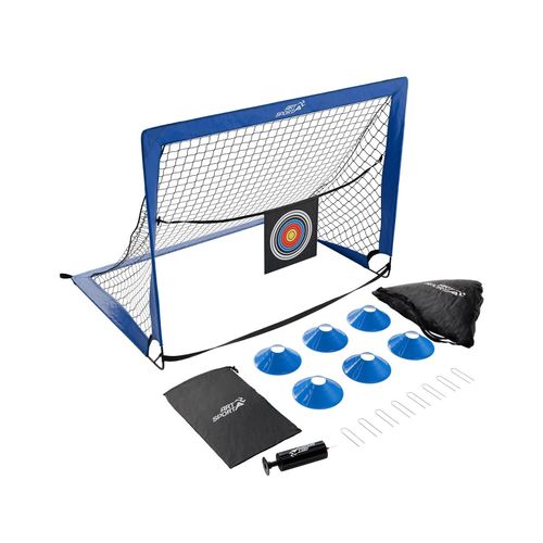 ArtSport Pop-up Fußballtor Goal Master - 2er Set mit Zubehör, 2 Fußballtore Indoor, Garten - Blau