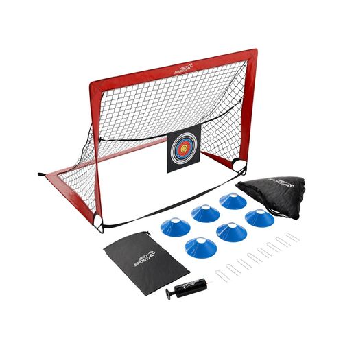 ArtSport Pop-up Fußballtor Goal Master - 2er Set mit Zubehör, 2 Fußballtore Indoor, Garten - Rot