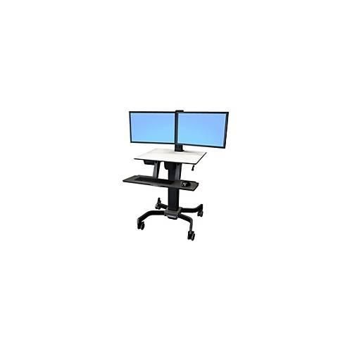 Ergotron WorkFit-C Dual - Sitz-/Steh-Arbeitsplatz - mobil - rechteckig - Grau - Schwarz Basis