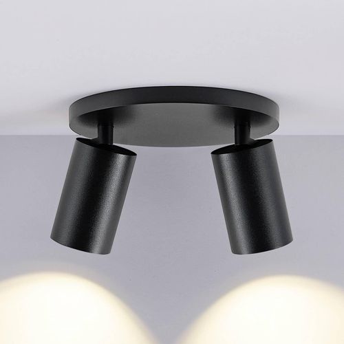 Deckenspot CAN TILT, schwarz, Ø 20 cm, 2-flammig Metall GU10