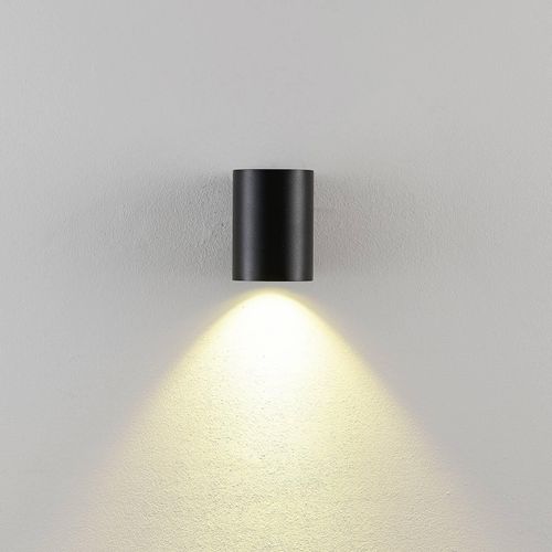 Außenwandlampe CAN, schwarz, 1-flg., Ø 8 cm IP65 Metall GU10
