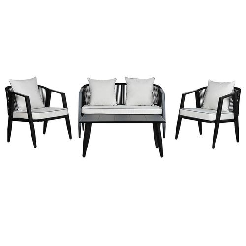 Gartenmöbel Home ESPRIT Weiß Schwarz 123 x 66 x 72 cm 123 x 66 x 74 cm (4 Stücke)
