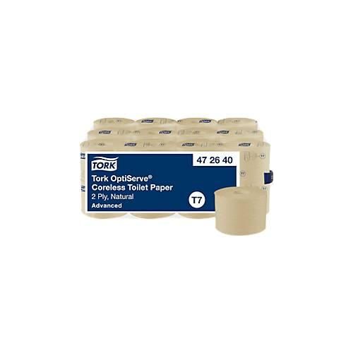 Tork OptiServe® Coreless Toilettenpapier, 2-lagig, perforiert, kompakte Rolle, recycelte Fasern