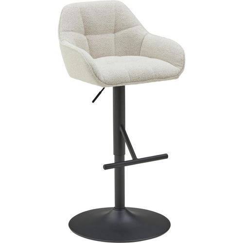 Mid.you Barhocker , Schwarz, Beige , Metall, Textil , rund , 53x88-109x50 cm , Esszimmer, Barmöbel, Barhocker
