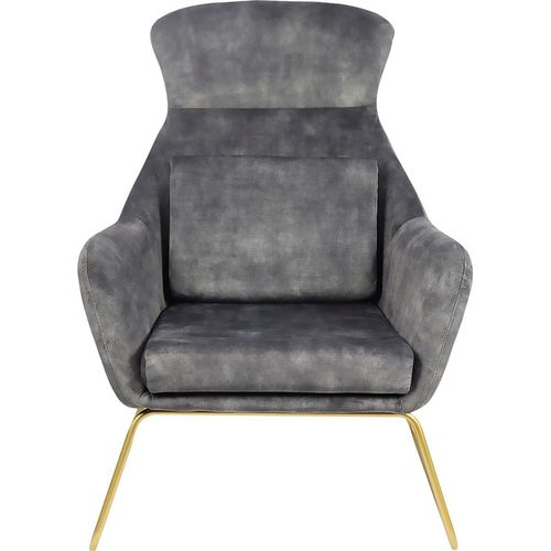 Relaxsessel SALESFEVER, grau (grau, messing), B:73cm H:102cm T:80cm, Samtvelours (100% Polyester), Metall, Sessel, inklusive Rückenkissen