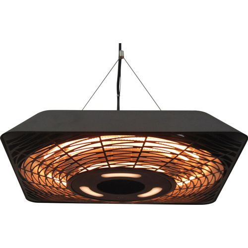 Outsunny Deckenheizstrahler 800W/1200W/2000W 5 Modi Heizstrahler IP45 Elektro Heizpilz mit Fernbedienung LED-Licht Alu Glas Schwarz 45 x 45 x 10 cm