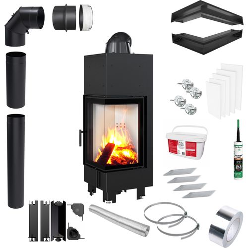 Kamineinsatz KRATKI MBN Rechts 10kW Ø200 Eco mit Einbauzubehör