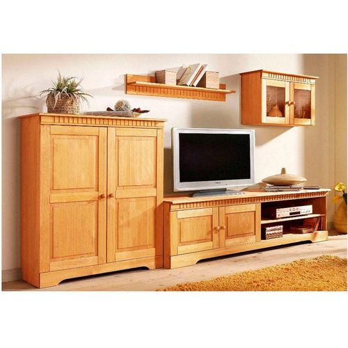 Wohnwand HOME AFFAIRE, beige (natur gebeizt, gewachst), B:248cm, Kastenmöbel-Sets