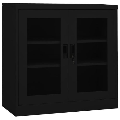 Büroschrank Stahl | Farbe: Schwarz | Größe: 90 x 40 x 90 cm