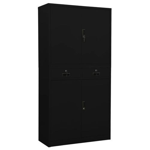 Büroschrank 90X40X180 Cm Stahl | Farbe: Schwarz