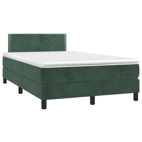 Boxspringbett Mit Matratze & Led Samt Dunkelgrün | Größe: 120 x 190 cm | Modell: Flach mit Nägeln