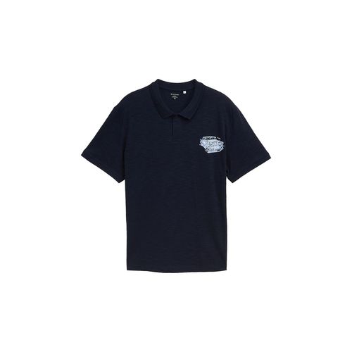 TOM TAILOR Herren Plus Size - Poloshirt aus Baumwolle mit Print, blau, Uni, Gr. 3XL