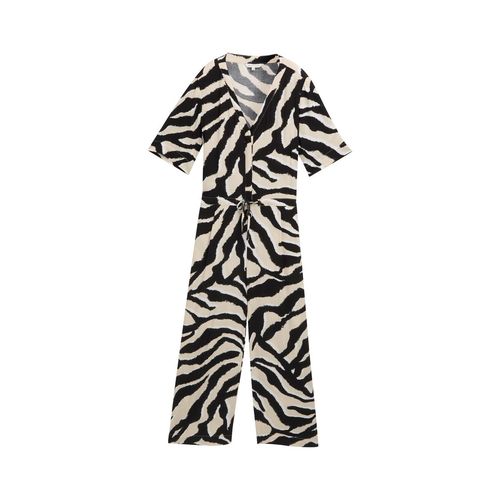 TOM TAILOR Damen Jumpsuit mit Muster, braun, Gemustert, Gr. 36