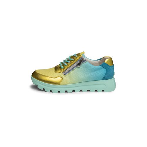 bunter Sneaker Echt Leder & Textil türkis