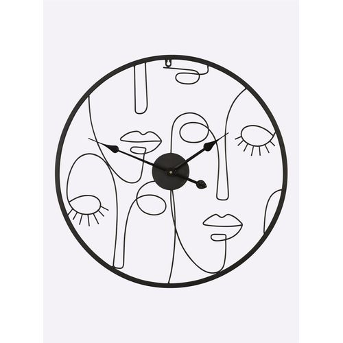 Wanduhr, schwarz, Wanduhren, B/H/T: 60,5cm x 60,5cm x 3cm, B:60,5cm H:60,5cm T:3cm