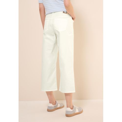 Loose-fit-Jeans STREET ONE, Damen, Gr. 28, Länge 24, weiß (vanilleweiß), Jeans, 98% Baumwolle, 2% Elasthan, unifarben, casual, wadenlang, Jeans, High Waist
