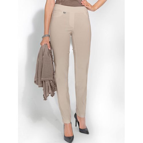 Stretch-Hose ASCARI, Damen, Gr. 48, Normalgrößen, beige, 74% Viskose, 23% Polyamid, 3% Elasthan, unifarben, lang, Hosen