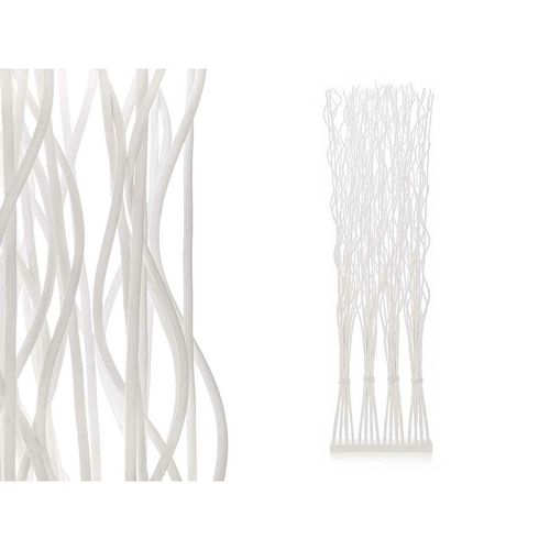 Spanische Wand MJ84091-B Weiß Weidenholz 50 x 182 x 13 cm 4 Sträuße