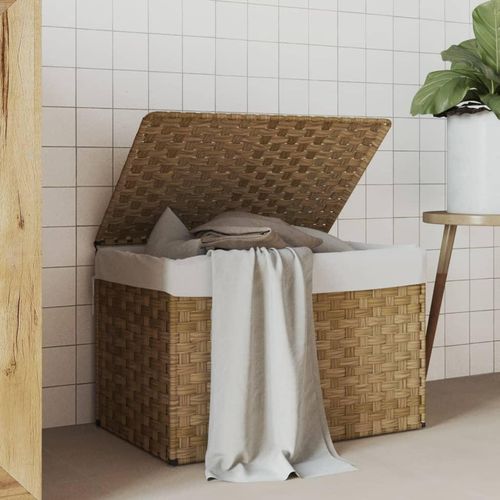 Wäschekorb Mit Deckel 55,5X35X34 Cm Poly Rattan | Farbe: Braun