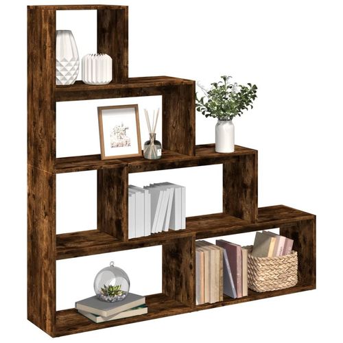 Raumteiler-Bücherregal 4 Stufen -Optik 143,5X29X143,5 Cm | Farbe: Räuchereiche | Größe: 143.5 x 29 x 143.5 cm
