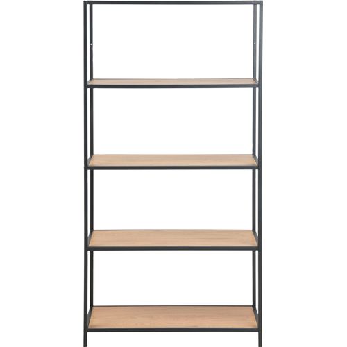 Bücherregal ACTONA GROUP, schwarz (matt wildeiche, matt shwarz), B:77cm H:150cm T:35cm, Papier, Metall, Regale, Metallgestell im modernen Industrie-Look, 4 Einlegeböden, Höhe 150 cm
