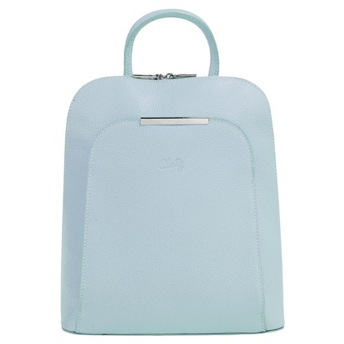 Cityrucksack CLUTY, Gr. B/H/T: 32cm x 28cm x 12cm, onesize, blau (hellblau), Rindsleder, Leder, Strukturmuster, casual, Rucksäcke, echt Leder, Made in Italy