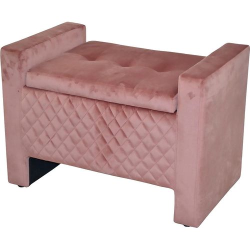 Sitztruhe INOSIGN, rosa (altrosa), B:75cm H:52cm T:45cm, Die rundum gepolsterte Sitztruhe überzeugt mit einem trendigen Retro-Look. Sitzfläche, Armlehnen sowie die Wangen sind mit einer weichen Polsterung bezogen, die im vorderen Bereich eine rautenförmige Steppung zeigt. Unter dem Sitzplatz der Truhe befindet sich ein großzügig bemessener Stauraum, in dem du Wohntextilien, Kleidung oder Spielzeug