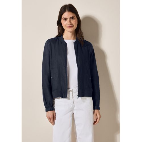 Blouson CECIL, Damen, Gr. L (42), blau (universal blau), Stoff, 100% Leinen, unifarben, casual, normal normal, hoch geschlossener Ausschnitt, Langarm Bündchen, Jacken, mit Stehkragen