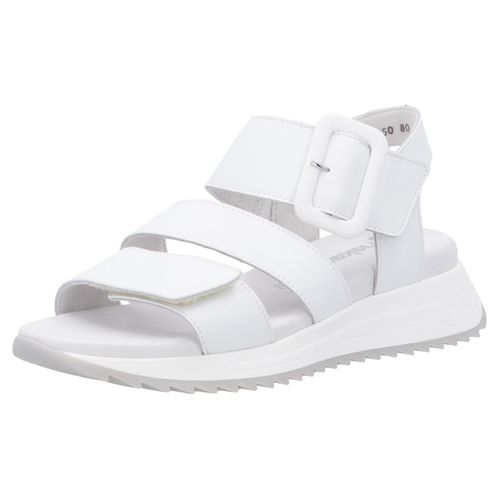 Riemchensandale RIEKER SPORT, Damen, Gr. 39, weiß, Leder, unifarben, casual, Schuhe, Sommerschuh, Klettschuh, Outdoorsandale mit weichem Fußbett