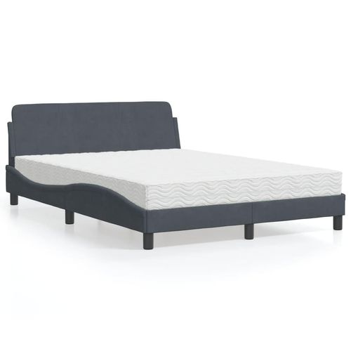 Bett Mit Matratze Samt | Farbe: Dunkelgrau | Größe: 140 x 190 cm